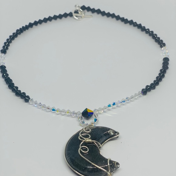 Resin Wrapped Moon with Swarovski Crystals - Picture 3 of 7